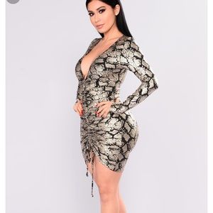 🐍 Gold Metallic Snakeskin Dress